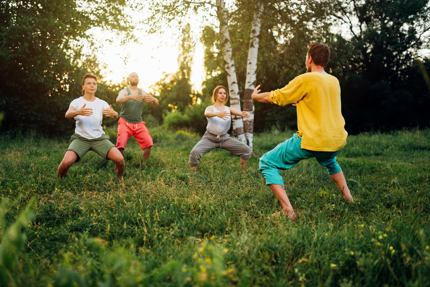 Group Learning Qigong in Nature